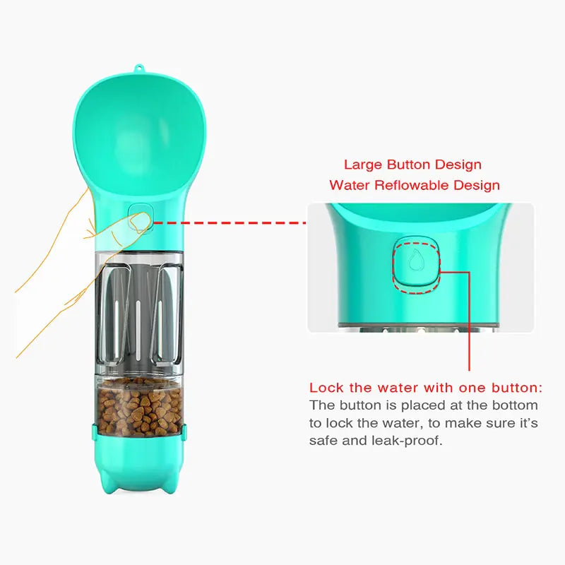 Portable Multifunction Dog Water Bottle Food Feeder